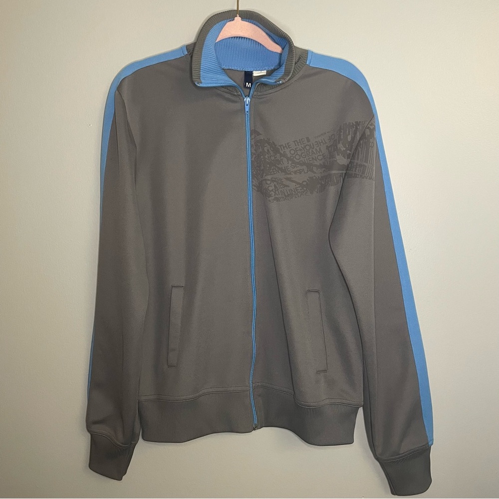 DIVIDED Grey and Blue Cardigan with Zip and Pockets SZ/Med